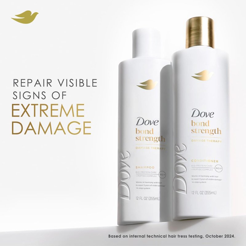 Dove Bond Strength Shampoo & Conditioner Set + Hair Mask Serum Bundle – Bond Repair Treatment for Damaged and Frizzy Hair (3 Piece Set)