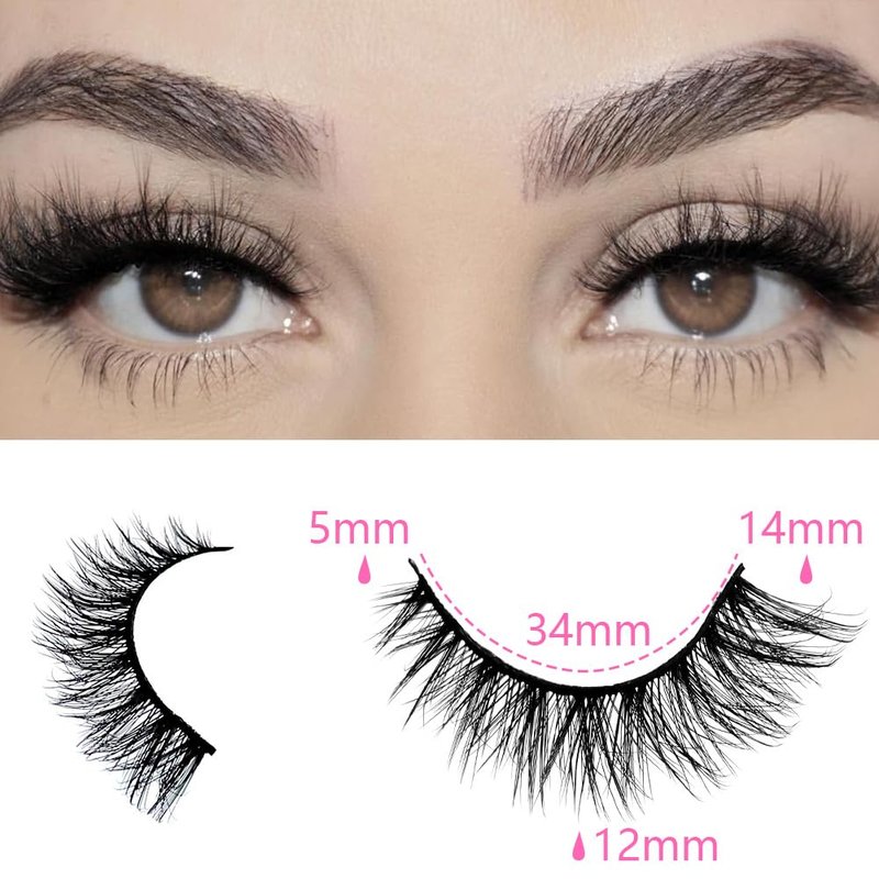 Azenlo False Eyelashes 48 Pairs Faux Mink Lashes 14mm Wispy Lashes 3D Fluffy Cat Eye Lashes Pack Bulk Wholesale Strip Lashes(style 48-045)