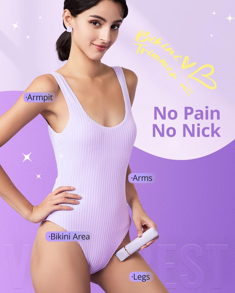 Bikini Trimmer for Women - 2-in-1 Painless Body Shaver | Portable Grooming Kit for Underarms, Legs, and Arms