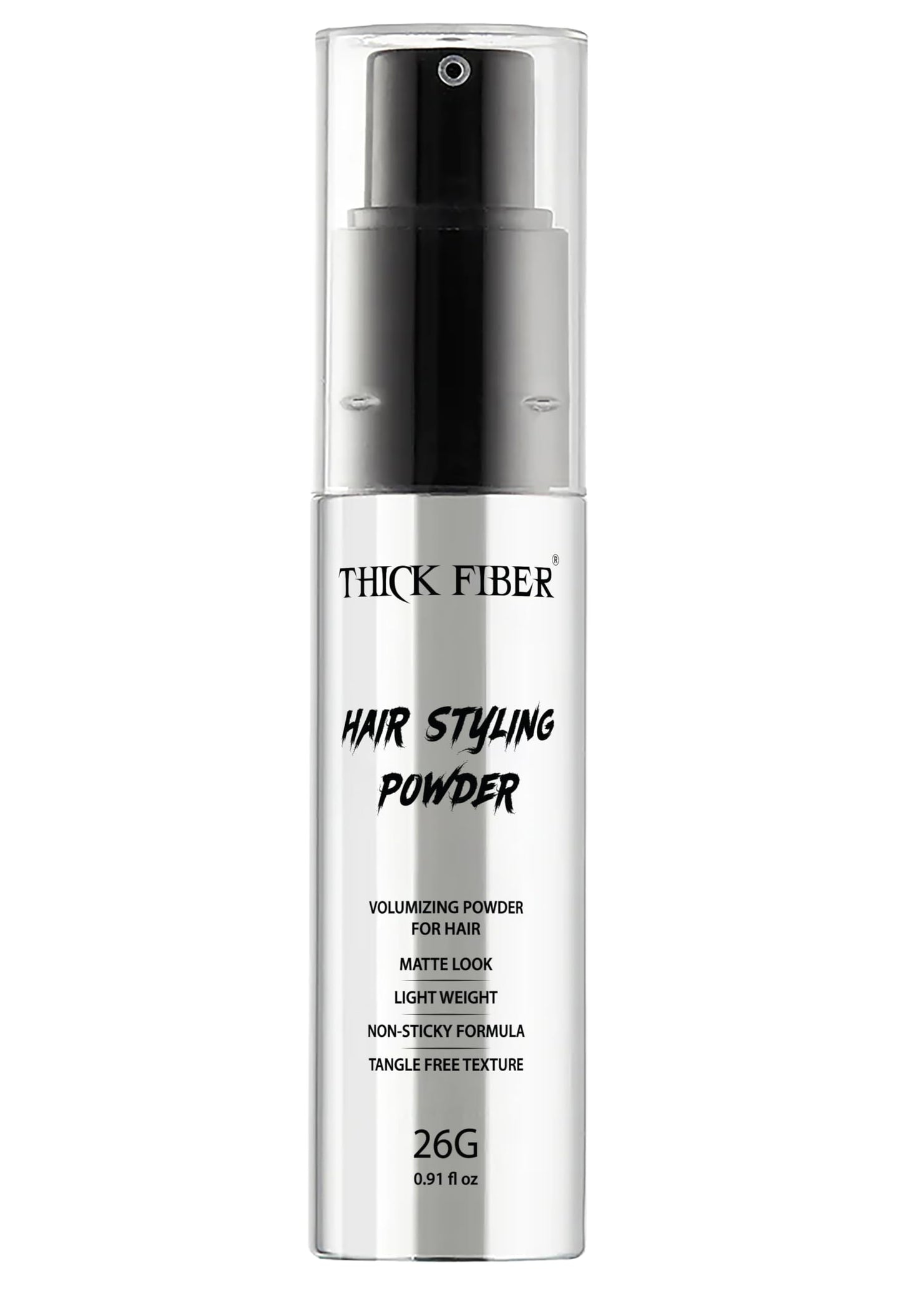 Thick Fiber Hair Styling Powder – Tangle-Free, Non-Sticky, No White Residue – Infused Clay-Based Powder for Volumizing & Texturizing – Matte Finish for Women and Men – Medium Hold – 26g