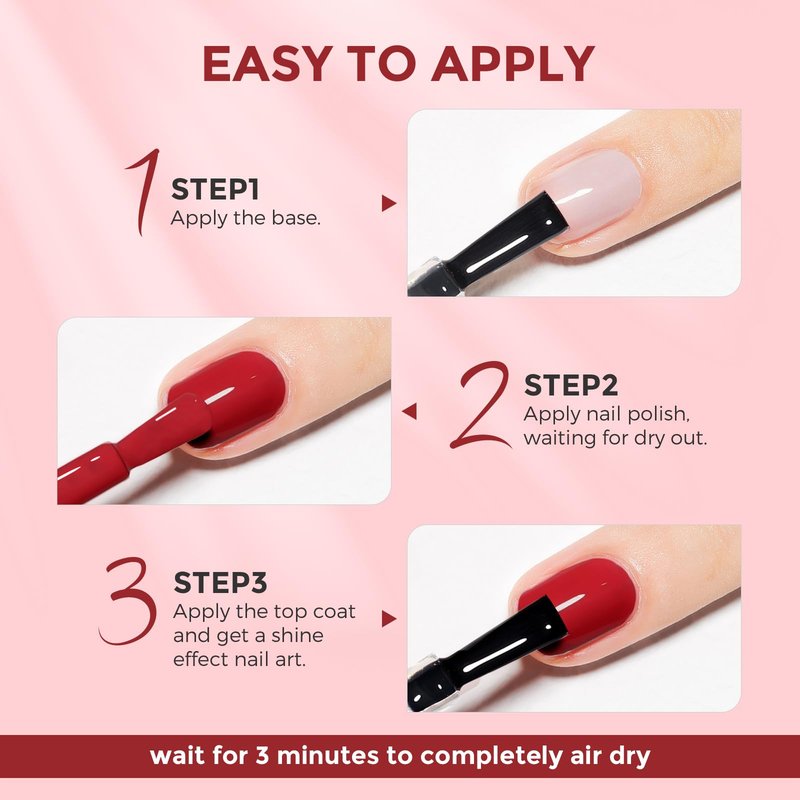 Eudaicful Cherry Red Nail Polish: Quick Dry Nail Polish Fingernail Polish for Women Non Gel Air Drying, Nail Lacquer for Nail Art Manicure Home DIY, 15ML