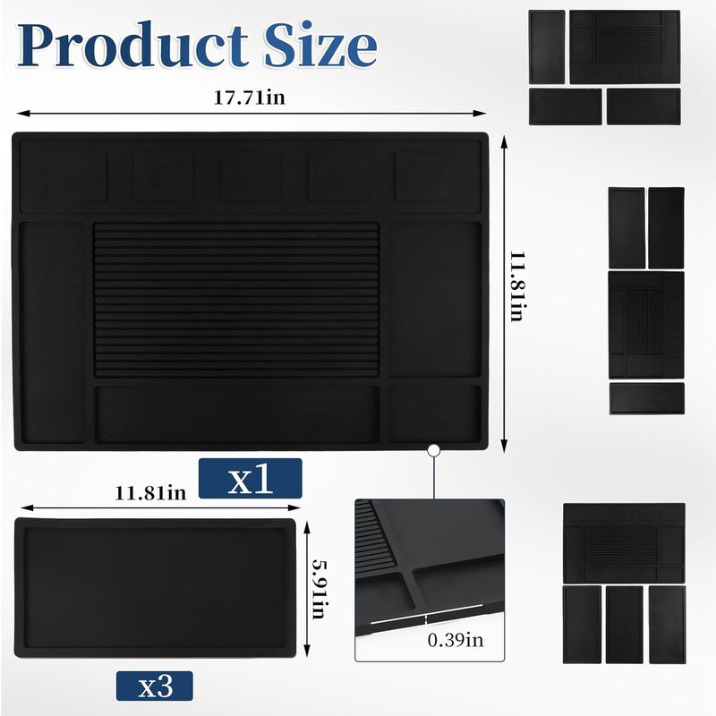 Magnet Barber Mats - 4Pcs Silicone Organizer Mats with 5 Magnets | Non-Slip Heat-Resistant Pads for Professionals
