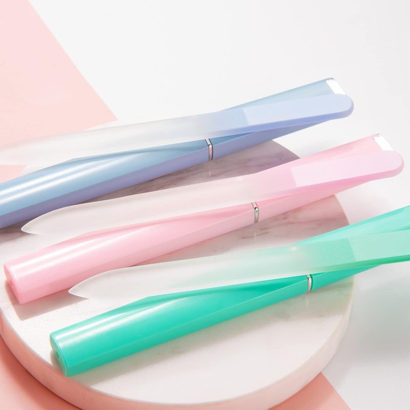 Glass Nail File Set - Professional Crystal Fingernail Files with Case | 3-Pack for Natural Nails, Perfect Christmas Gifts