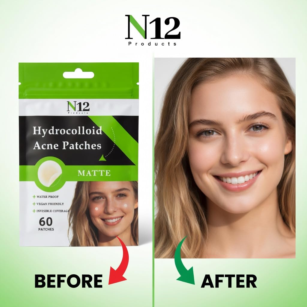 N12 Products-Best Hydrocolloid Acne Patch – Shrinks Zits and Whiteheads in One Use, Nighttime Pimple Spot Stickers for Face and Skin.