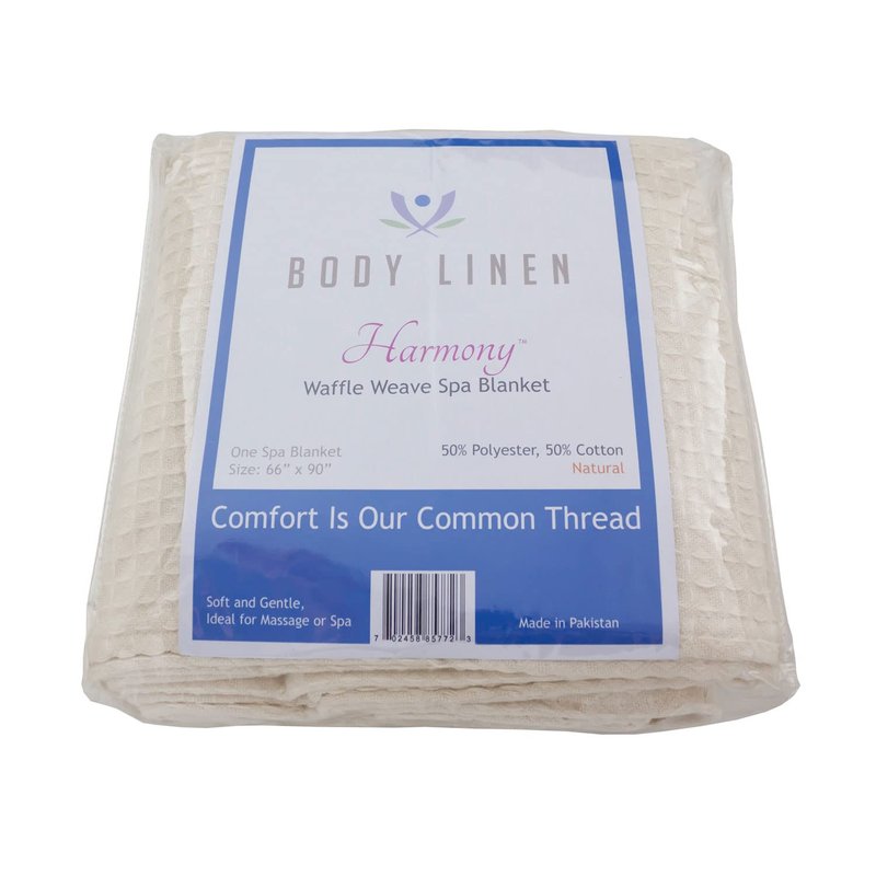 Body Linen Waffle Weave Massage Table Blankets - Soft and Stylish 50/50 Polyester-Cotton Blend - 66 by 90 inches -Available in White, Natural and Gray - 1 Pack Natural