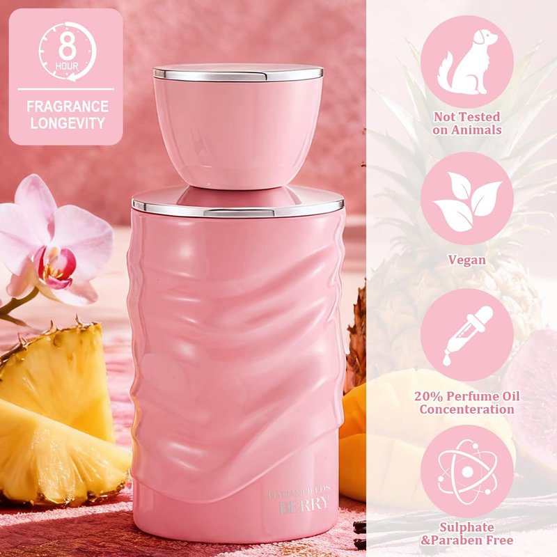 QAWAFI Elysian Fields - Berry Eau De Parfum, Long-Lasting Fragrance Vanilla, Gourmand, Fruity, Floral Perfumes for Women 100ml | 3.4 fl. oz
