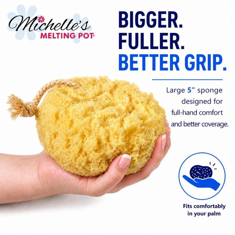 Michelle's Melting Pot Exfoliating Foam Sea Sponge, Natural Feel, Shower Loofah, Bath Sponge, Rich Lather (Set of 3)