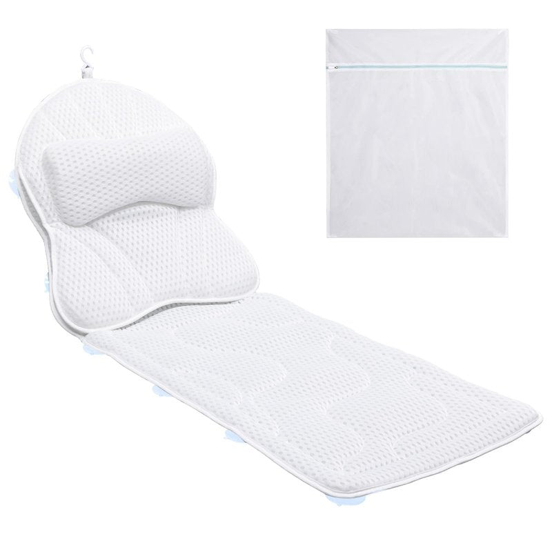 Luxury Spa Bath Pillow, Thick Full Body Cushion with Laundry Bag, Non-Slip Memory Foam for Head, Neck, Back Support, Ideal Women's Soaking Tub Gift