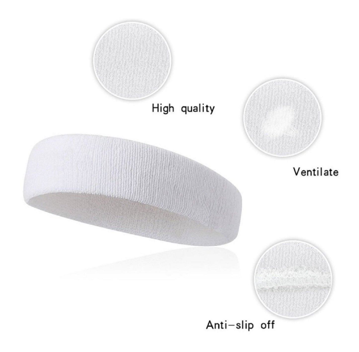 Sweatband Set Cotton Sports Headband Terry Cloth Wristband Moisture Wicking Sweat Absorbing Head Band Athletic Exercise Basketball Wrist Sweatbands and Headbands by Kenz Laurenz (Blue) Fits Most