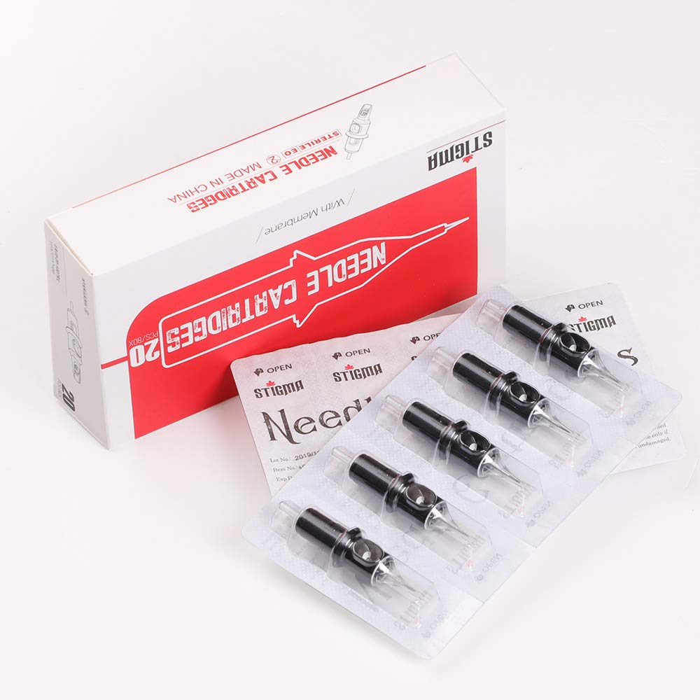 STIGMA #10(19RM) Bugpin Disposable Tattoo Needle Cartridges with Membrane Safety Cartridges for Tattoo Artists Curved/Round Magnum Shader Soft Edge 20Pcs Standard Pack EN05-20-1019RM