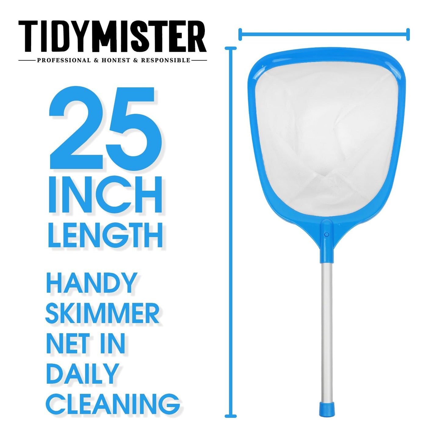 TidyMister Hot Tub Skimmer Spa Net with 12'' Aluminum Pole Ultra Fine Mesh Net Handy Leaf Skimmer for Small Above Ground Pools Pick Up Fine Debris Lightweight Net