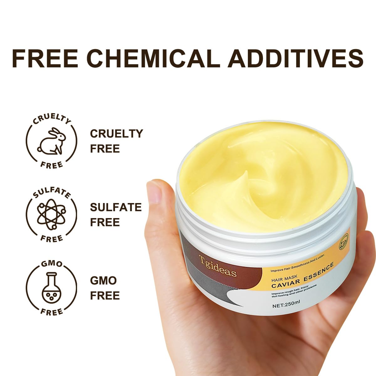 Tgideas Hydrating Collagen Hair Mask for Dry Damaged Hair-Deep Repair Conditioning Treatment Hair Smooth Masque for All Hair Types 8.45 Oz