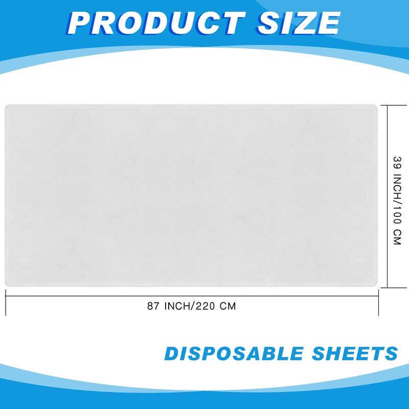 Oudain 50 Pcs Disposable Fitted Sheets with Elastic, Waterproof Oilproof 39 x 87'' Disposable Massage Bed Sheets Covers for Spa Beauty Salon(White)