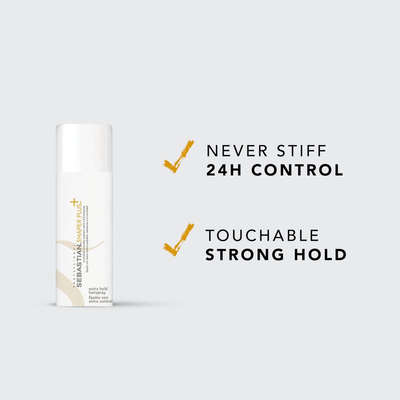 Sebastian Professional Shaper Plus Mini Hairspray, 50% VOC | Humidity Resistant, Extra Hold | Travel Size, 1.5 oz