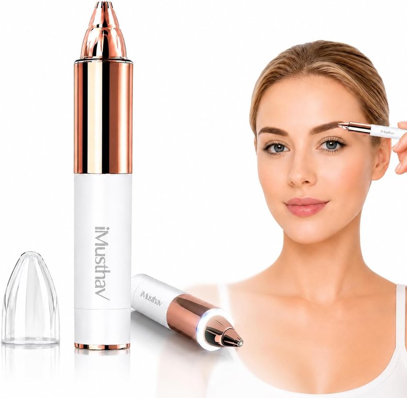 Eyebrow Trimmer for Women - Precise & Painless Electric Razor with LED Light | Travel-Friendly Gold-Plated Design