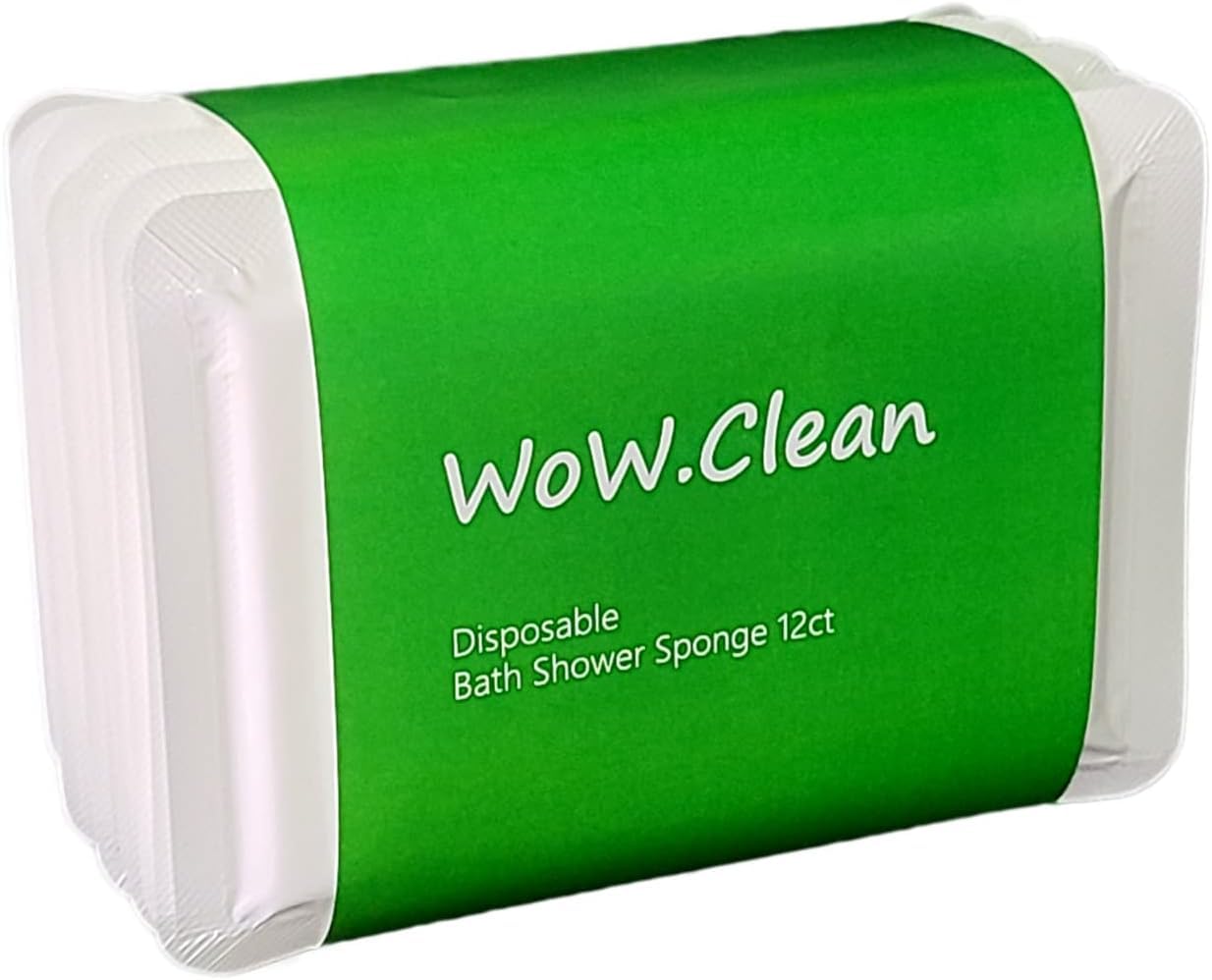 WoW.Clean Disposable Bath Shower Sponge 1 Dozen-12 Counts . Easy to Carry, Clean Shower Supplies for Travel or Camping, White