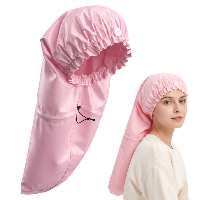 1 Pack Large Shower Caps for Braids – Extra Long Waterproof Hair Bonnet for Women & Men, Reusable XL Bath Cap for Locs, Dreadlocks, Thick Curly Hair, Drawstring Adjustable (Black)