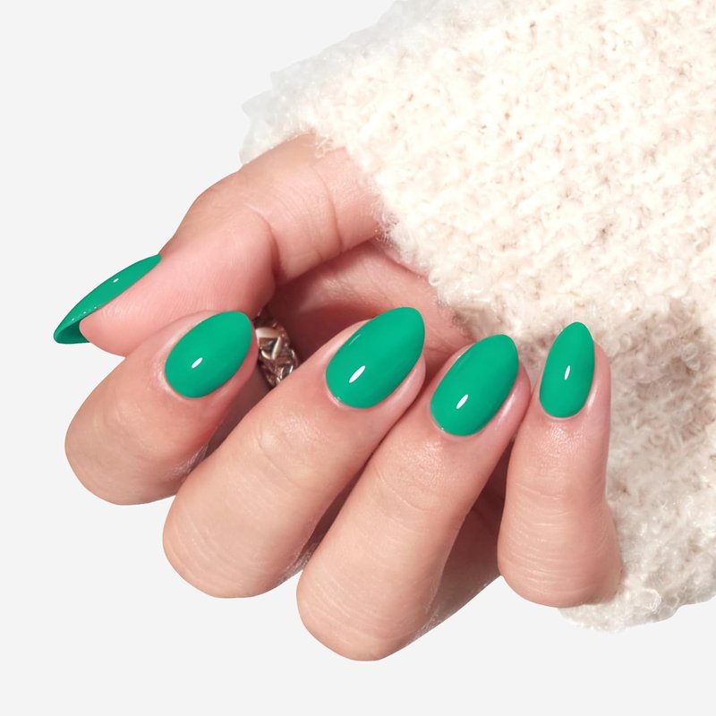 Modelones Bright Green Oval Press-On Nails Kit - 32 Pcs with Glue, File & Prep Pad | Perfect Spring Gift for Women