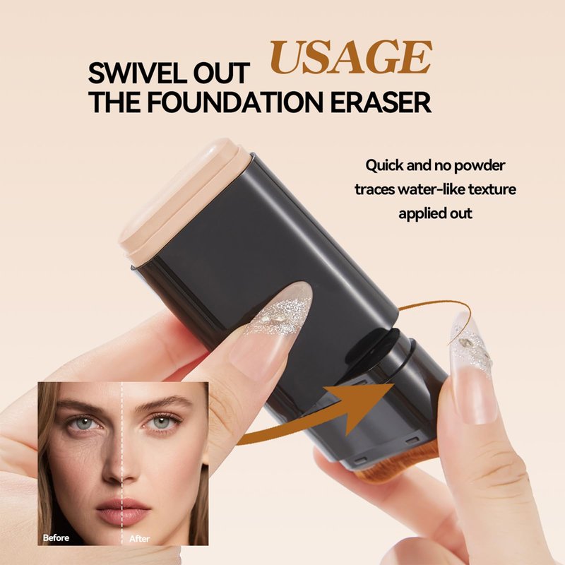 Foundation Stick 2 in 1 Dual-Ended Concealer Stick Soft & Lightweight, Face Contouring foundation with Brush Skin-Friendly, Evens Tone for a Smooth, Delicate Makeup Look 01Natural Color