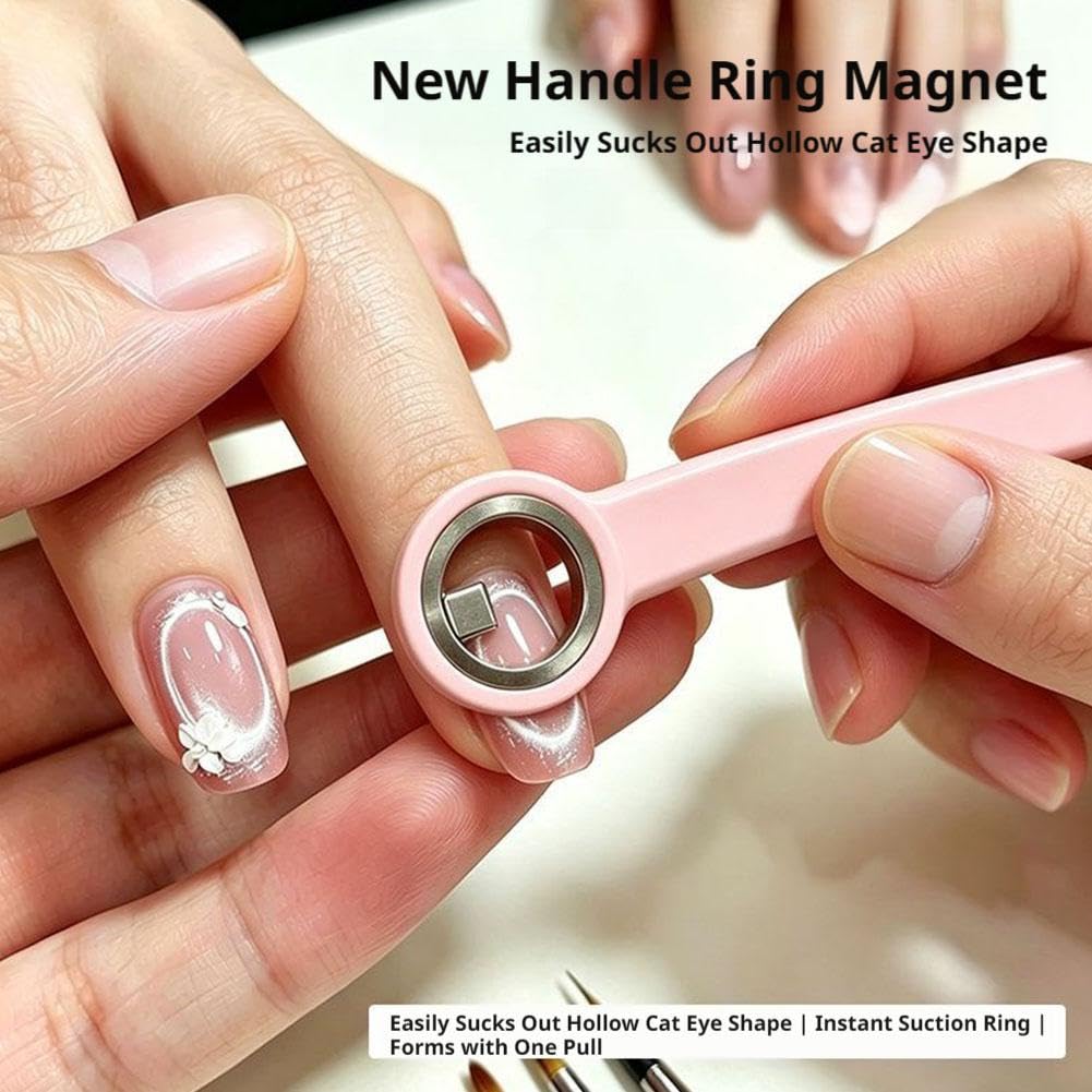 Wmool 2026 New Ring-Shaped Cat Eye Magnet for Nails, Strong Nail Magnet Tool, Portable Hollow Circular Cat Eye for Home DIY, Beginners & Nail Artists