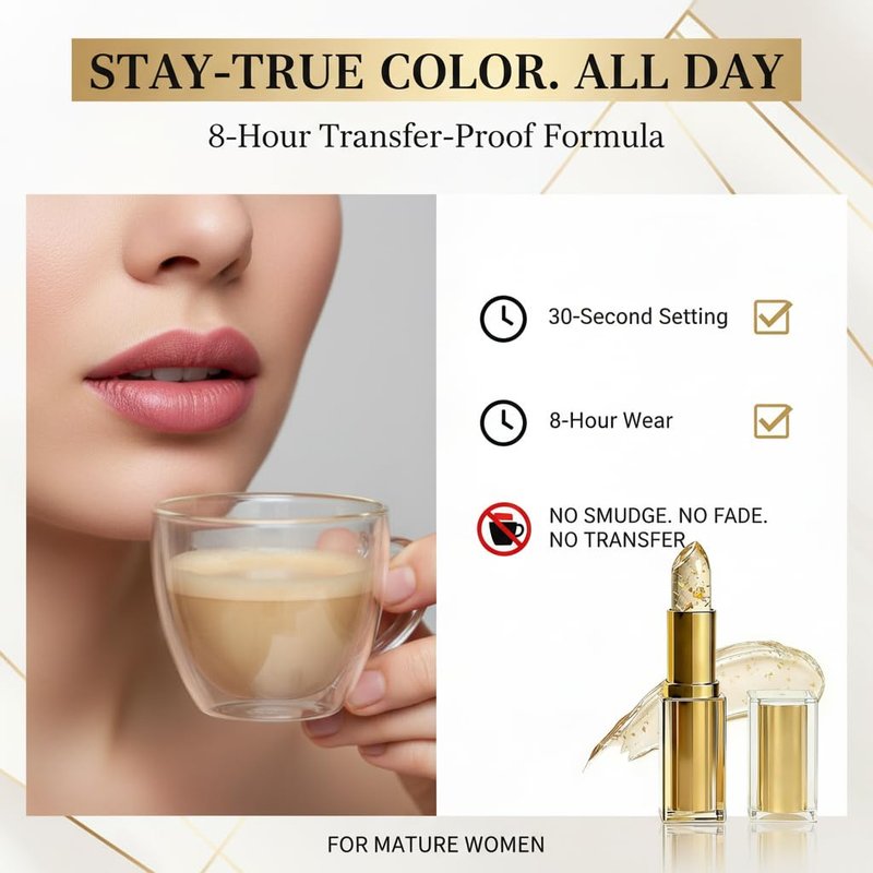 Arellia Signature Lipstick,Arellia Skin-Adaptive Lipstick for Older Women,PH Adjusting Lipsticks for Color Changing,Transferproof Clear Lip Gloss, Long Lasting Moisturizing Tinted Lip Balm (1pc)
