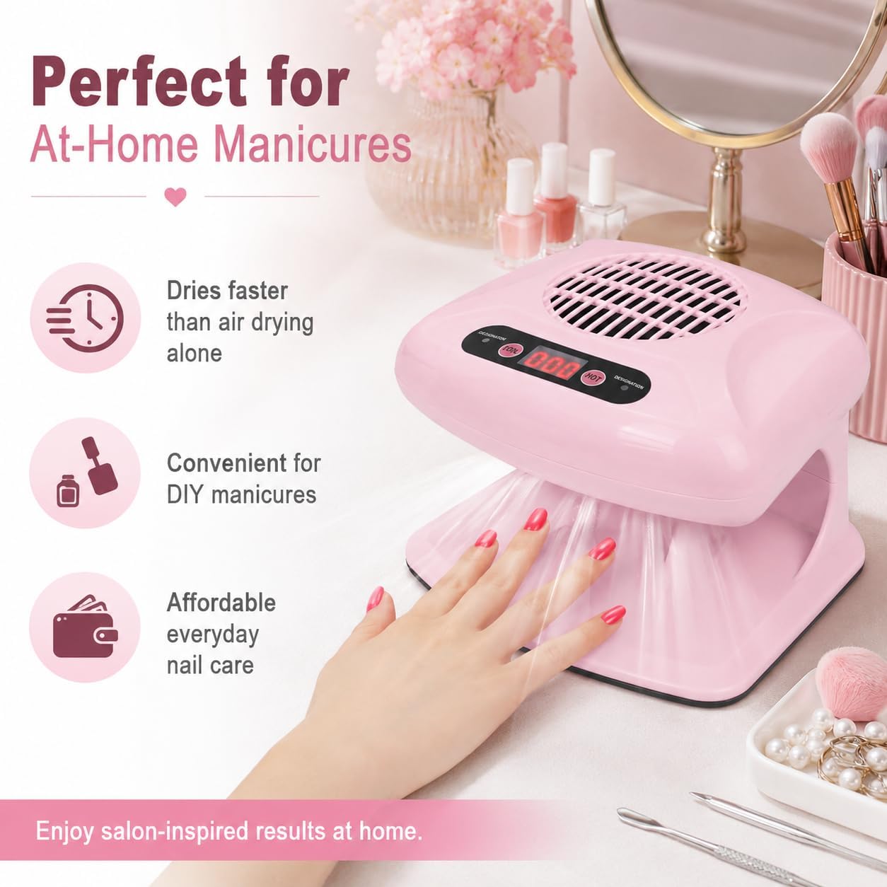 Skiennix Nail Dryer - 300W Auto Sensor Fan for Quick Hot & Cold Air Drying | Salon & Home Use