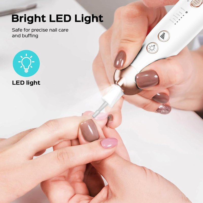 COSLUS C30 Professional Manicure Pedicure Kit - 5-in-1 Electric Nail File Set for Thick Nails & Cuticles