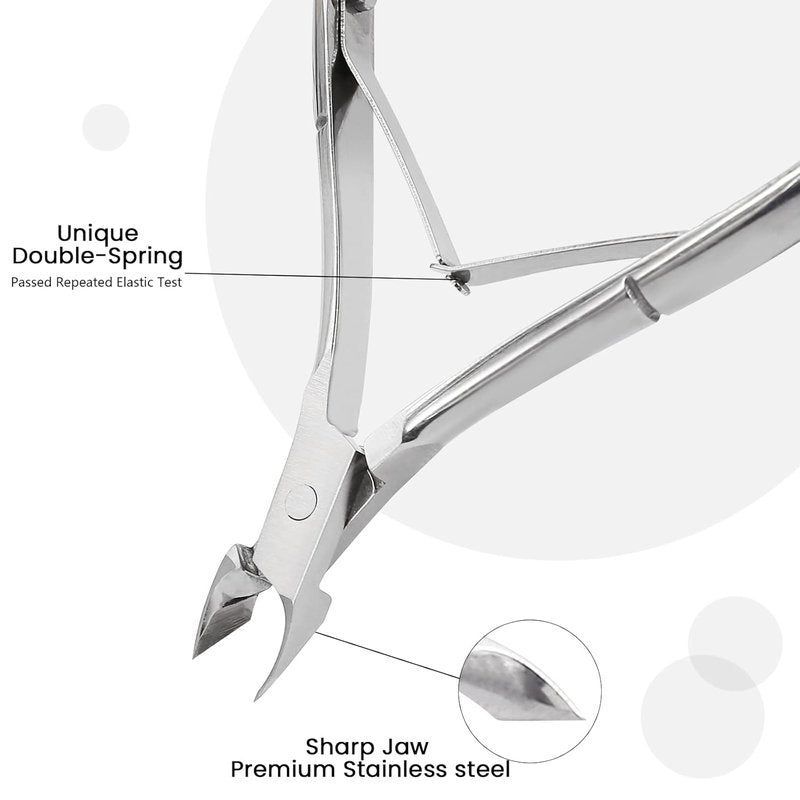 Cuticle Trimmer - Professional Stainless Steel Cuticle Nippers & Clippers for Manicure & Pedicure | Silver