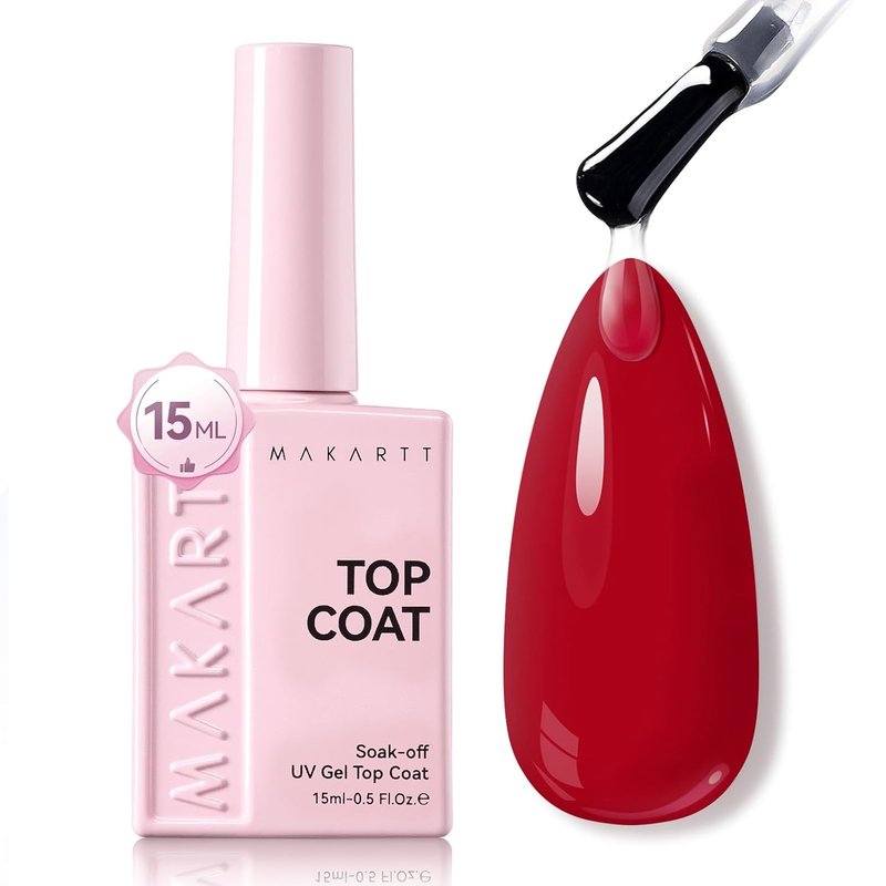 Makartt Gel Top Coat - 15ml No Wipe Formula for Long-Lasting High Gloss Finish | Clear Gel Polish for DIY Nail Art