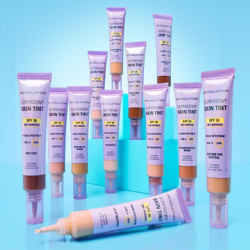 Revolution Superdewy SPF 30 Skin Tint, Tinted Mineral Face Foundation, Buildable Coverage for Facial Glow, 12% Zinc Oxide, Vegan & Cruelty-Free, Fair Neutral