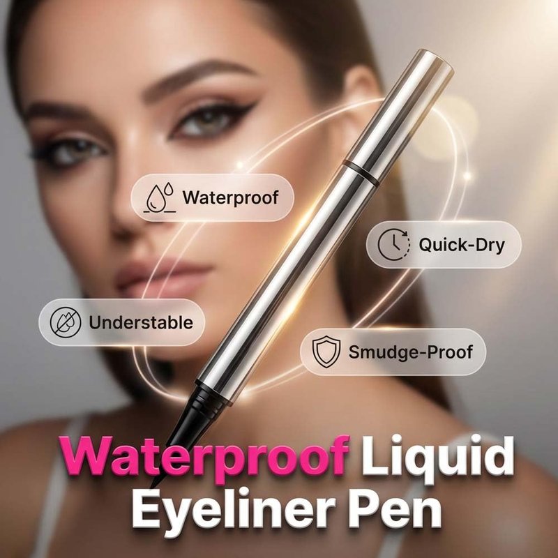 GlossPluss Long Lasting Eyeliner, Waterproof Liquid Eyeliner Pen with Ultra-Fine Tip, Smudge-Proof Quick Drying Formula, Highly Pigmented Black Eye Liner for All-Day Wear (Black + Brwon)