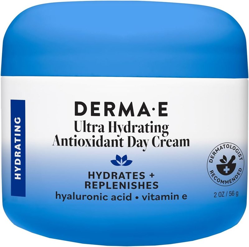 Derma E Ultra Hydrating Antioxidant Day Cream - Moisturizer with Hyaluronic Acid & Ceramides for Sensitive Skin | 2 Fl Oz