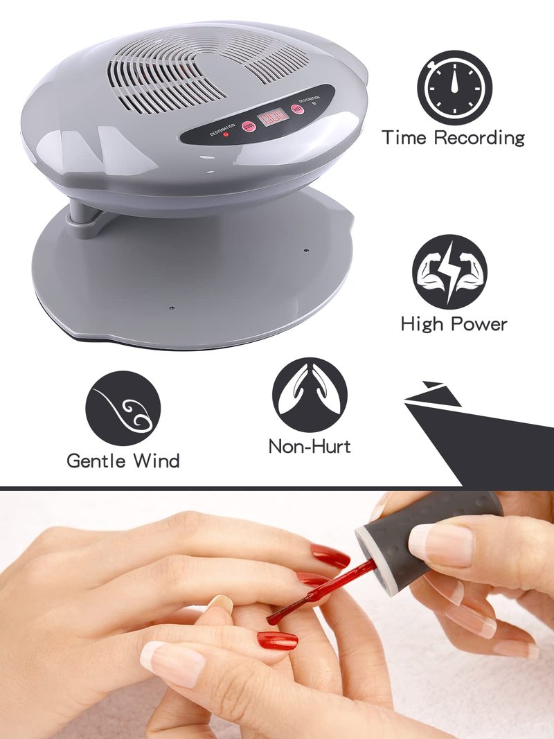 Kalolary Nail Lamp, 400W Air Nail Dryer Nail Fan Hair Dryer for Hands and Feet Nail Polish Automatic Sensor Warm Cool Breeze Use at Home and Salon (Grey)