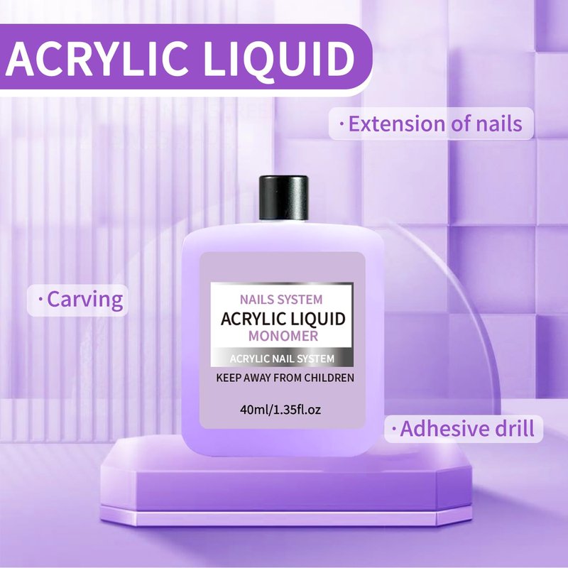 3Pcs 40ml Acrylic Liquid Monomer for Nail – Strong Bond for Acrylic Powder & Nail Tips, Self-Leveling for Smooth Application Sculpting, Salon Quality for Nail Techs & Lovers