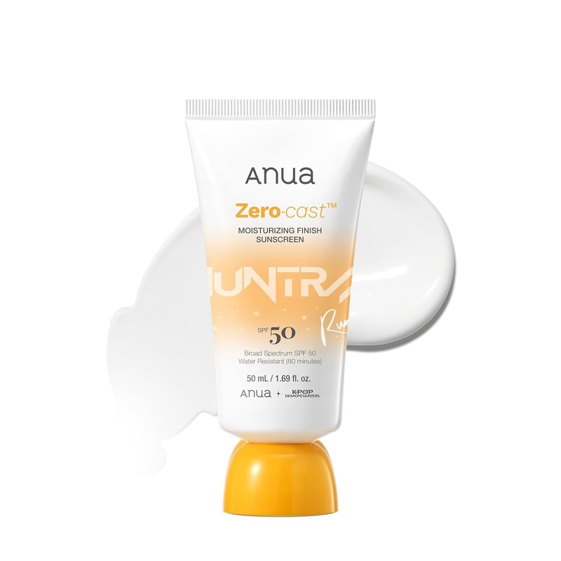 Anua Zero-Cast Moisturizing Sunscreen SPF 50 - Glow Natural Formula with Hyaluronic Acid & Niacinamide | Oil-Free, 1.69 fl oz