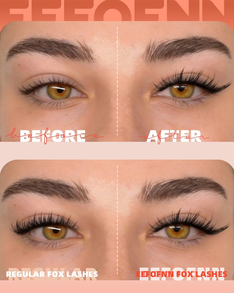 Fox Eye Lash Clusters Volume Cluster Eyelash Extensions Wispy Lashes Clusters Cat Eye Eyelash Clusters 10-18mm Spikes Individual Lashes Spiky LC Curl Lash extensions DIY at Home by Eefofnn