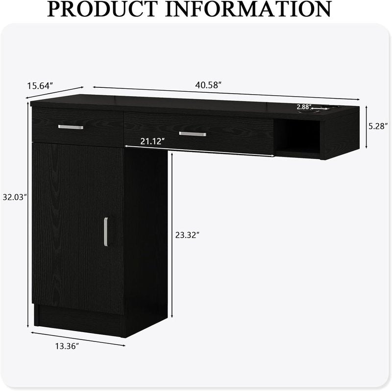 4ever2buy Salon Station - Black Wall-Mount Hair Stylist Organizer with 3 Dryer Holders | Ideal for Salons & Barbershops