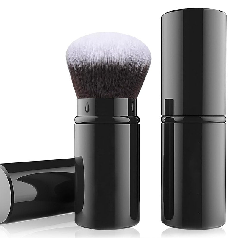Retractable Kabuki Makeup Brush - Travel-Friendly Powder Foundation Brush | Aluminum Handle for Liquid & Cream Cosmetics
