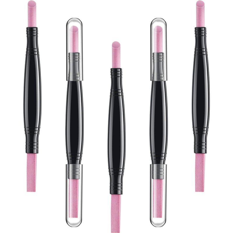 5 Pieces Pumice Stone Nail File Polishing Pen Stick Double-Headed Cuticle Pusher Remover Trimmer Buffer Pen Art Tools Household Beauty Salon Peeling Dead Skin Repairing