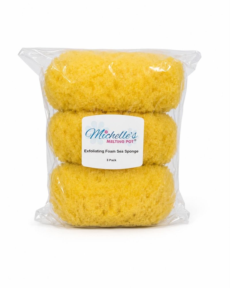 Michelle's Melting Pot Exfoliating Foam Sea Sponge, Natural Feel, Shower Loofah, Bath Sponge, Rich Lather (Set of 3)