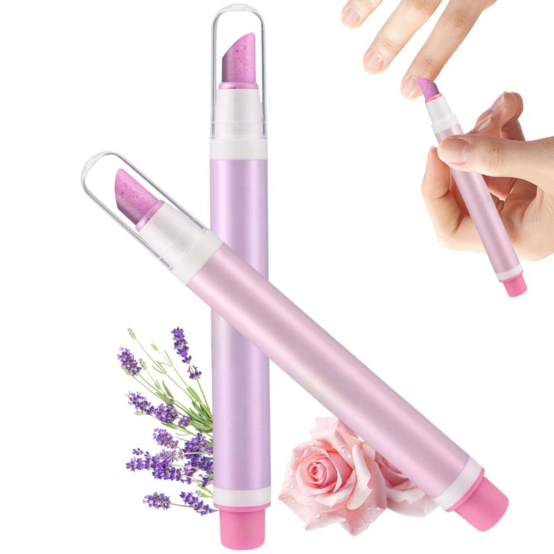 2-in-1 Cuticle Oil Pusher Pen, Ceramic Cuticle Remover Nail Oil Pen Cuticle Pusher Pen with Micro-Dosing Oil for Manicure, Moisturizing & Strengthener for Nail Salon, Gentle Hangnail Remover (2pcs）