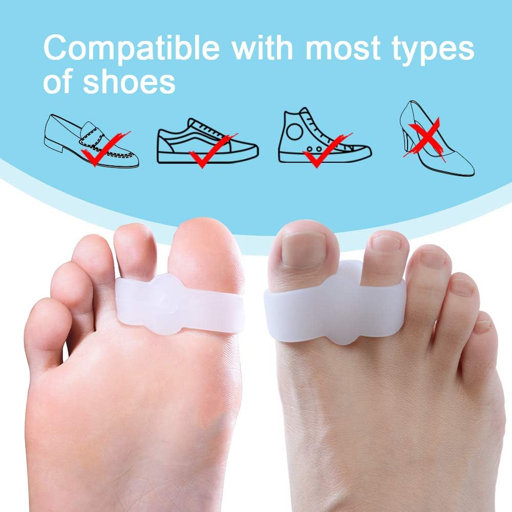 Welnove Bunion Corrector - Pack of 12 Toe Separators with 2 Loops for Pain Relief | White
