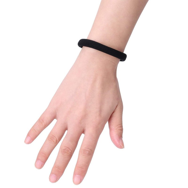Large Stretch Hair Ties - 20 Pieces Ponytail Holders for Thick Curly Hair | Black, 5 cm Diameter, 1 cm Width