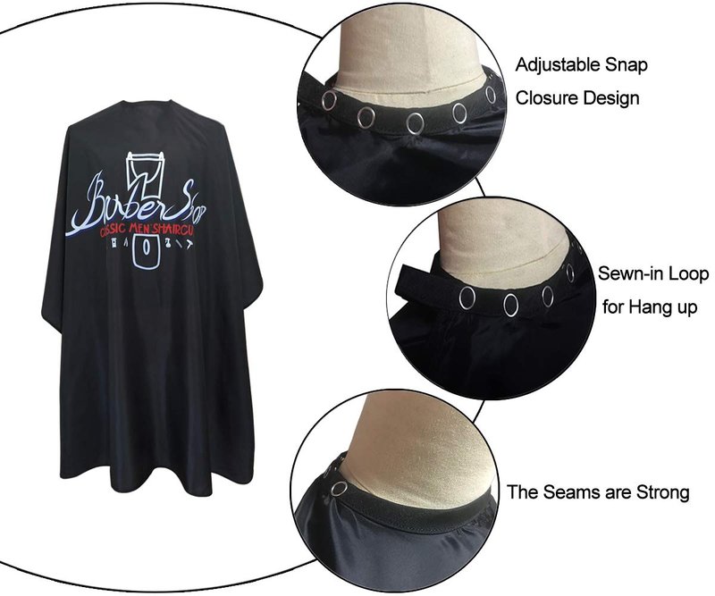 Pelocapa Barber Cape for Men, Haircut Cape with Snaps, Professional Salon Cutting Cape, Large Waterproof Hairdressing Cape Gown Apron for Hairstylist- 63”× 56”(Barbershop Pattern)