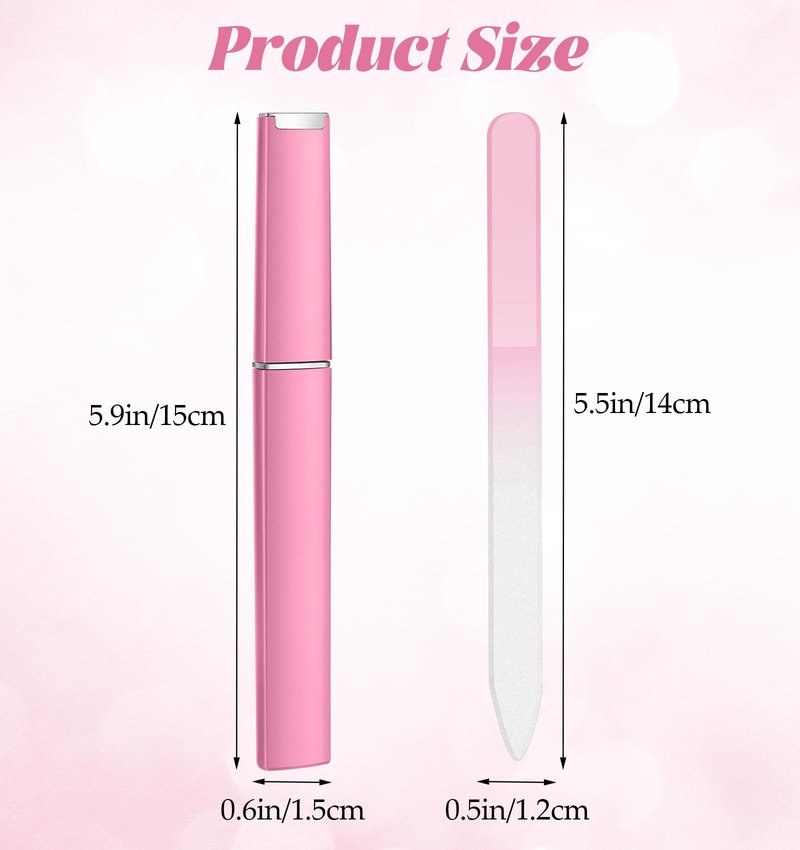 4 Pack Glass Nail File, Glass Fingernail Files with Cass for Women Double Sided for Natural & Artificial Nails, Reusable Nail Filer for Manicure & Pedicure, with Travel Case