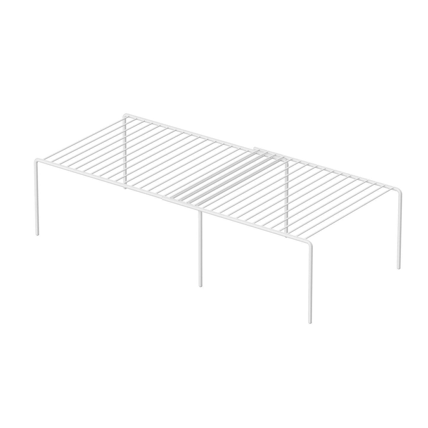 iPEGTOP Set of 2 Expandable Kitchen Cupboard Organiser, 4-Piece Adjustable Freezer Cabinet Storage Wire Shelf Rack Rustproof Metal Shelves Space Saver for Countertop Pantry Drawer Utensils (White)