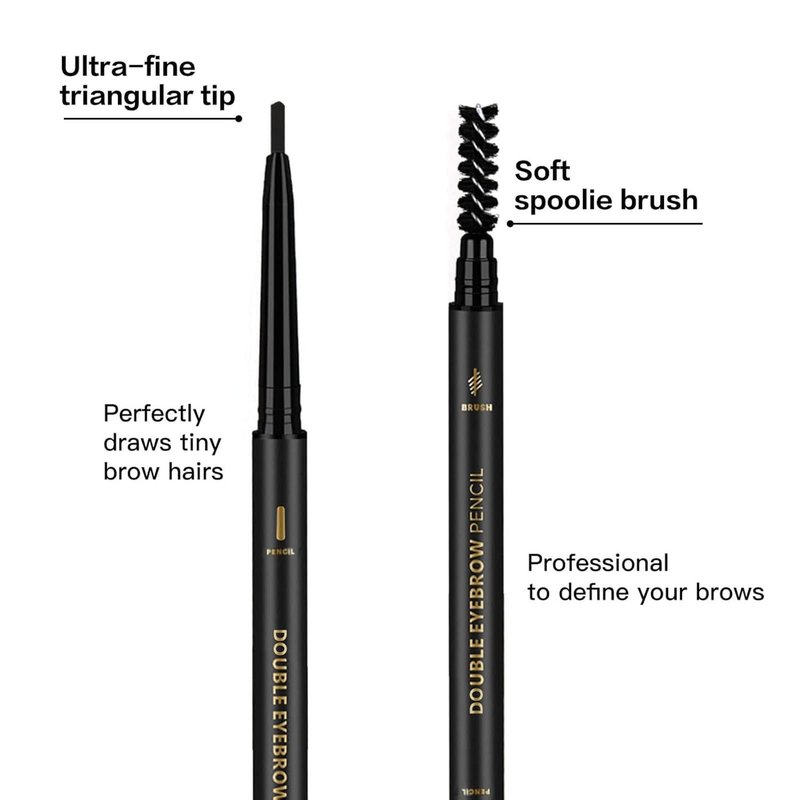 O'CHEAL 3Pcs Black Eyebrow Pencil, Premium Eye Brow Pencil with Spoolie Brush, Longwearing for Perfect Brows, Professional, Precision, Defines, Universal Waterproof Double-ended Eyebrow Pen for Women