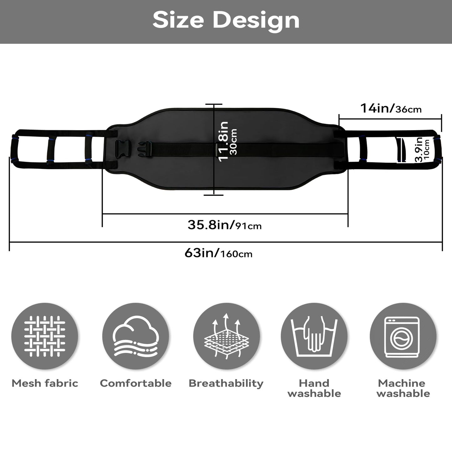 Transfer Belt for Elderly, Transfer Sling Gait Belts for Seniors Heavy Duty Patient Lift with Straps, Mobility Standing and Lifting Aid for Disabled, Elderly Safely Move from Wheelchair and Bed