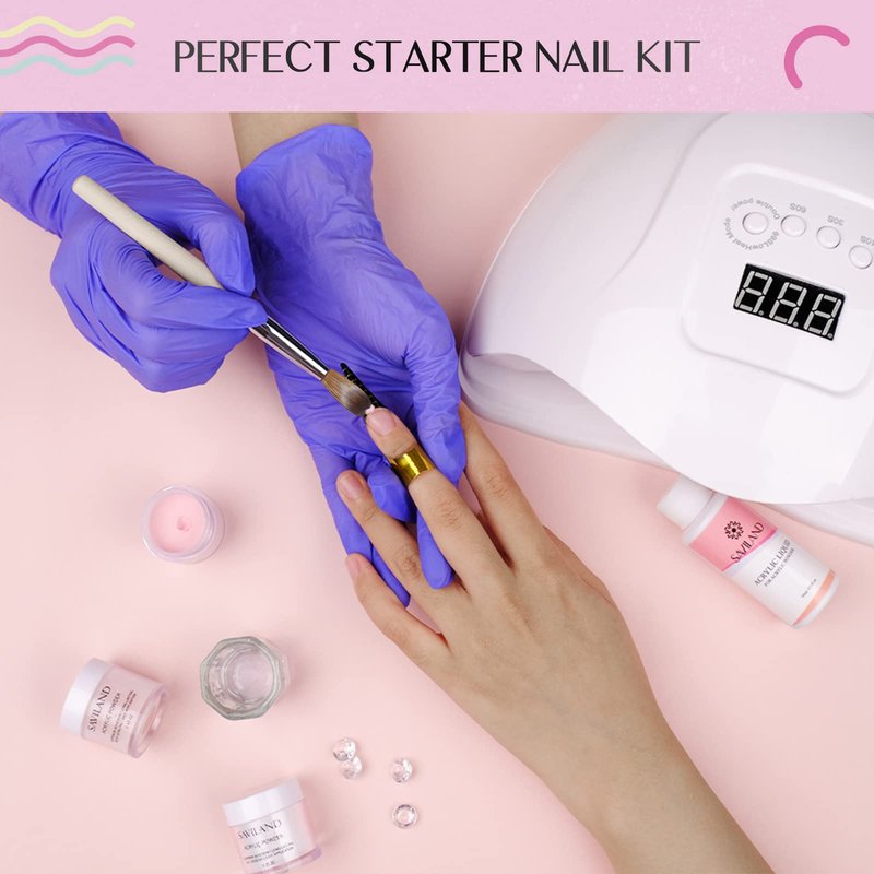 SAVILAND Acrylic Nail Kit for Beginners: 30g Clear Acrylic Powder and Liquid Set with Brush Forms Manicure Tools Extension Nails Kit Beginner with Everything for Home DIY Nail Art Salon
