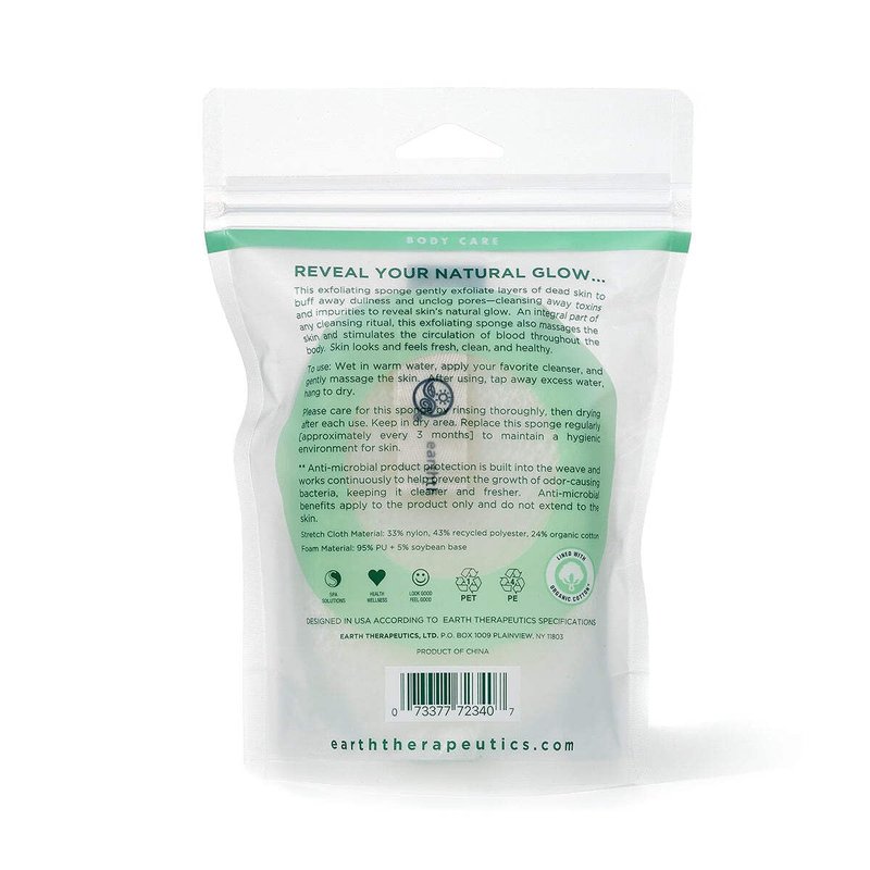 Earth Therapeutics Organic Cotton Exfoliating Hydro Sponge - Oval